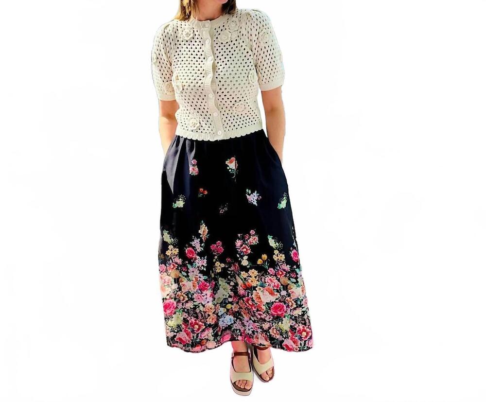 NEW JOY JOY bloom maxi skirt in noir